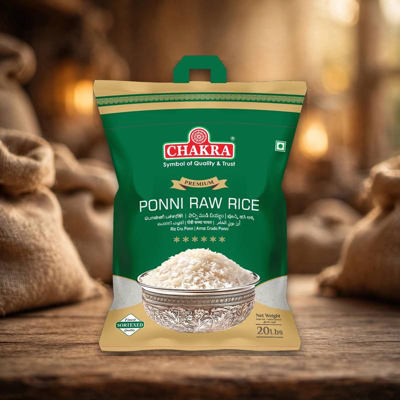 Chakara Ponni Raw Rice 20 lb package
